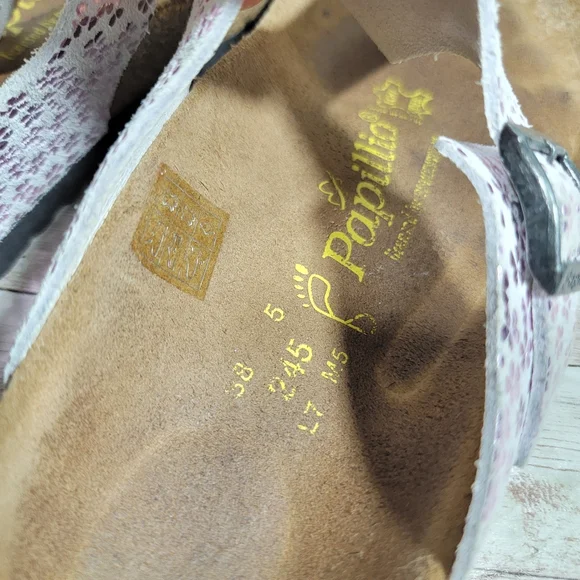 Birkenstock Papillio Lavender Metallic Floral Leather Gizeh Sandals US W 7 - Picture 12 of 12